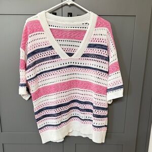 Women’s Sz Striped Pink and Navy Women's Sweater